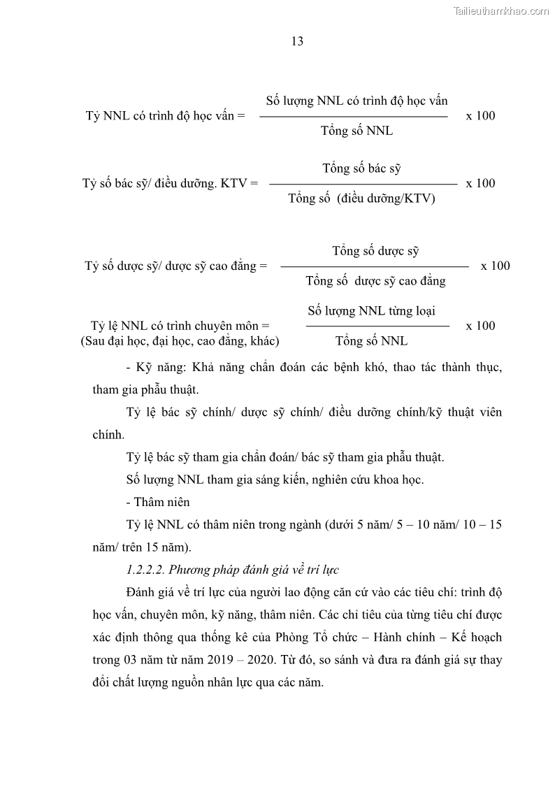 Luận văn thạc sĩ quản trị nhân lực Nâng cao chất lượng nguồn nhân lực y tế tại Bệnh viện Chỉnh hình và Phục hồi chức năng Hà Nội - 2 Trang 22