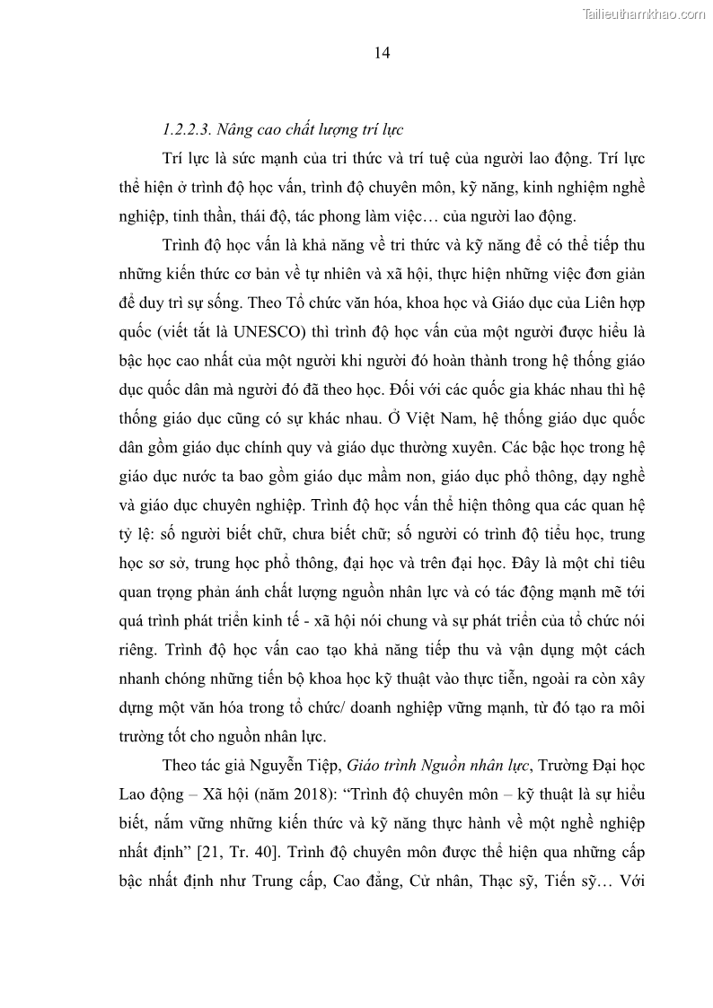 Luận văn thạc sĩ quản trị nhân lực Nâng cao chất lượng nguồn nhân lực y tế tại Bệnh viện Chỉnh hình và Phục hồi chức năng Hà Nội - 2 Trang 23