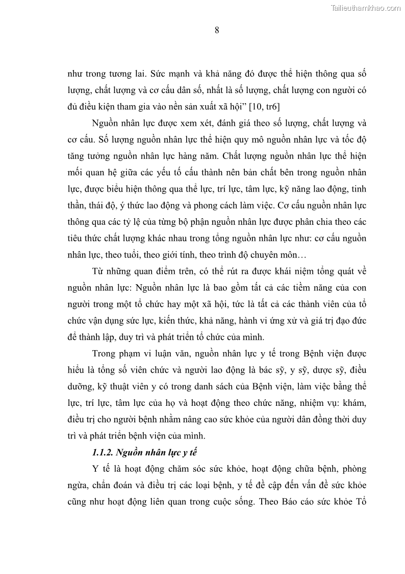 Luận văn thạc sĩ quản trị nhân lực Nâng cao chất lượng nguồn nhân lực y tế tại Bệnh viện Chỉnh hình và Phục hồi chức năng Hà Nội - 2 Trang 17