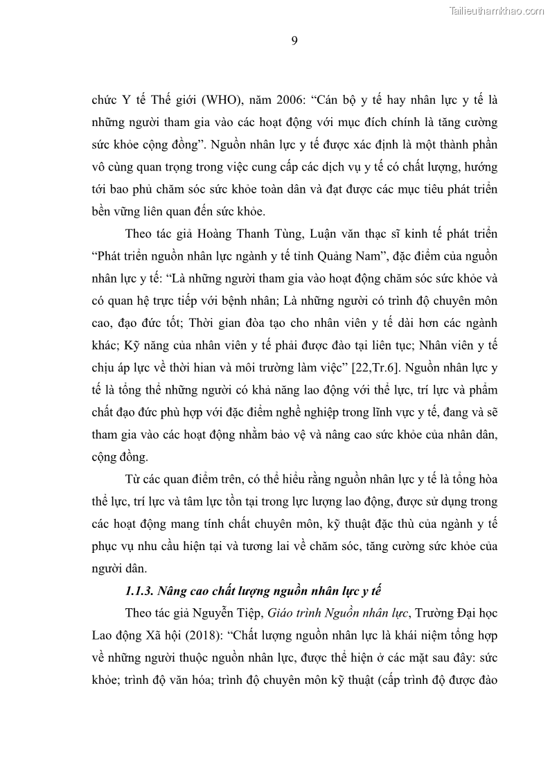 Luận văn thạc sĩ quản trị nhân lực Nâng cao chất lượng nguồn nhân lực y tế tại Bệnh viện Chỉnh hình và Phục hồi chức năng Hà Nội - 2 Trang 18