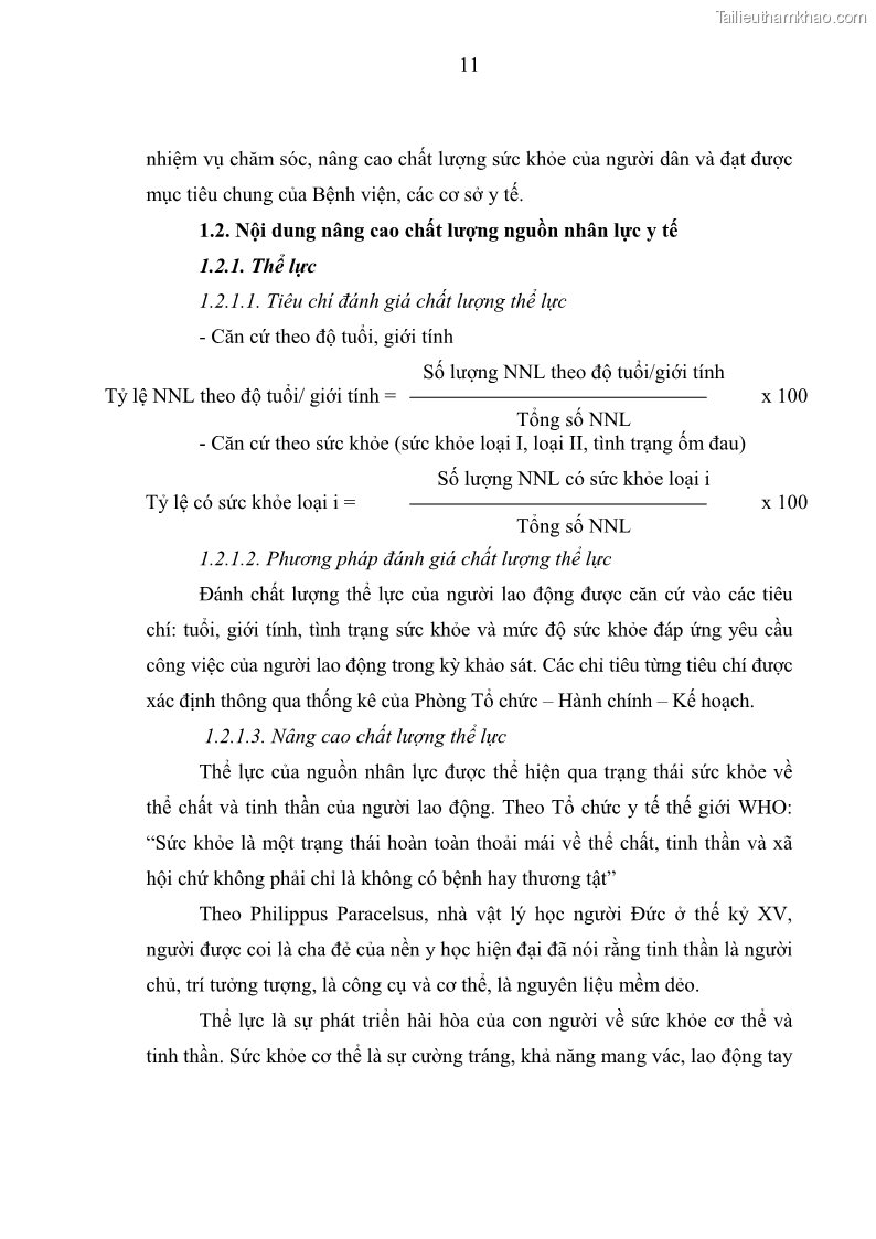 Luận văn thạc sĩ quản trị nhân lực Nâng cao chất lượng nguồn nhân lực y tế tại Bệnh viện Chỉnh hình và Phục hồi chức năng Hà Nội - 2 Trang 20