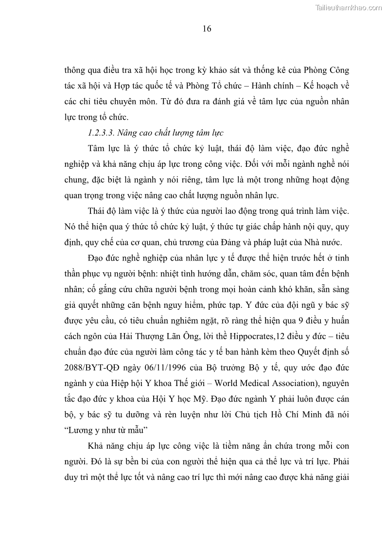 Luận văn thạc sĩ quản trị nhân lực Nâng cao chất lượng nguồn nhân lực y tế tại Bệnh viện Chỉnh hình và Phục hồi chức năng Hà Nội - 3 Trang 25