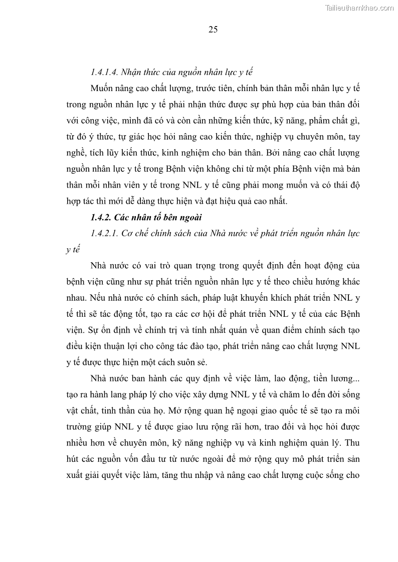 Luận văn thạc sĩ quản trị nhân lực Nâng cao chất lượng nguồn nhân lực y tế tại Bệnh viện Chỉnh hình và Phục hồi chức năng Hà Nội - 3 Trang 34