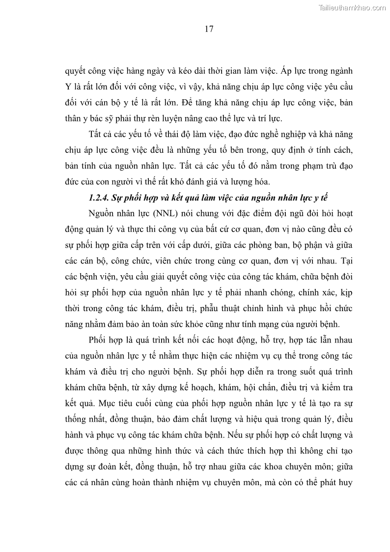 Luận văn thạc sĩ quản trị nhân lực Nâng cao chất lượng nguồn nhân lực y tế tại Bệnh viện Chỉnh hình và Phục hồi chức năng Hà Nội - 3 Trang 26