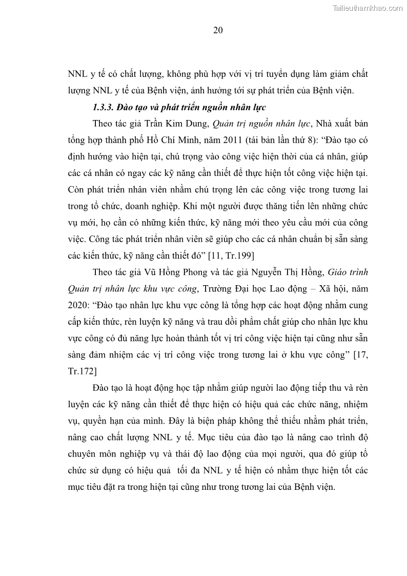 Luận văn thạc sĩ quản trị nhân lực Nâng cao chất lượng nguồn nhân lực y tế tại Bệnh viện Chỉnh hình và Phục hồi chức năng Hà Nội - 3 Trang 29
