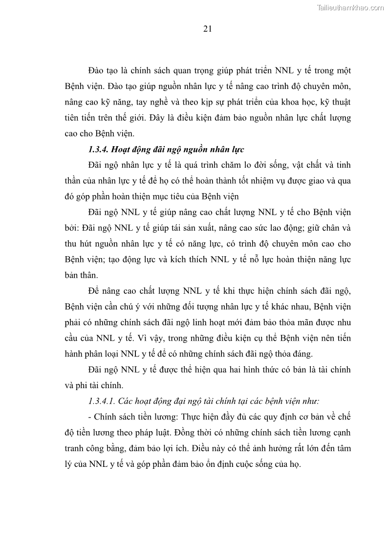 Luận văn thạc sĩ quản trị nhân lực Nâng cao chất lượng nguồn nhân lực y tế tại Bệnh viện Chỉnh hình và Phục hồi chức năng Hà Nội - 3 Trang 30