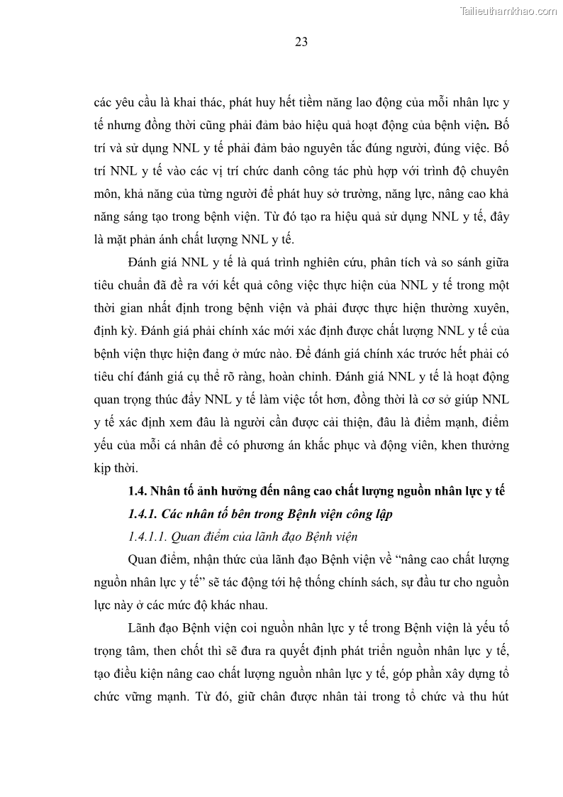 Luận văn thạc sĩ quản trị nhân lực Nâng cao chất lượng nguồn nhân lực y tế tại Bệnh viện Chỉnh hình và Phục hồi chức năng Hà Nội - 3 Trang 32