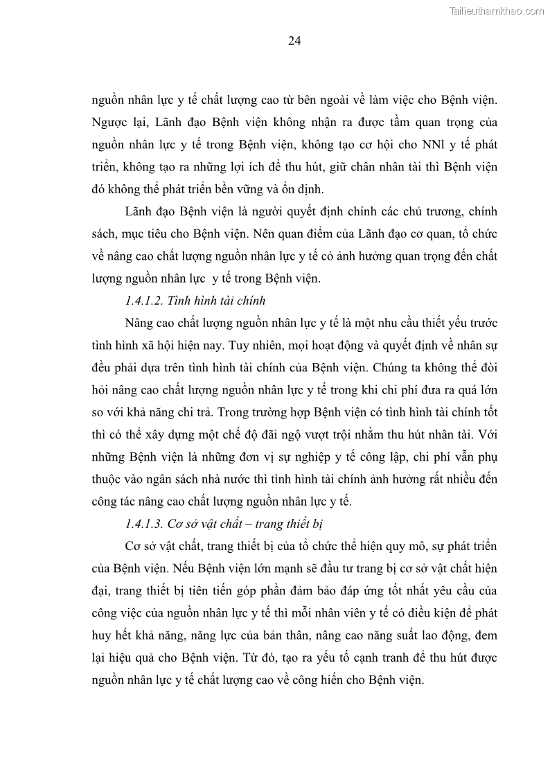 Luận văn thạc sĩ quản trị nhân lực Nâng cao chất lượng nguồn nhân lực y tế tại Bệnh viện Chỉnh hình và Phục hồi chức năng Hà Nội - 3 Trang 33