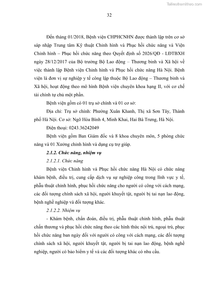 Luận văn thạc sĩ quản trị nhân lực Nâng cao chất lượng nguồn nhân lực y tế tại Bệnh viện Chỉnh hình và Phục hồi chức năng Hà Nội - 4 Trang 41