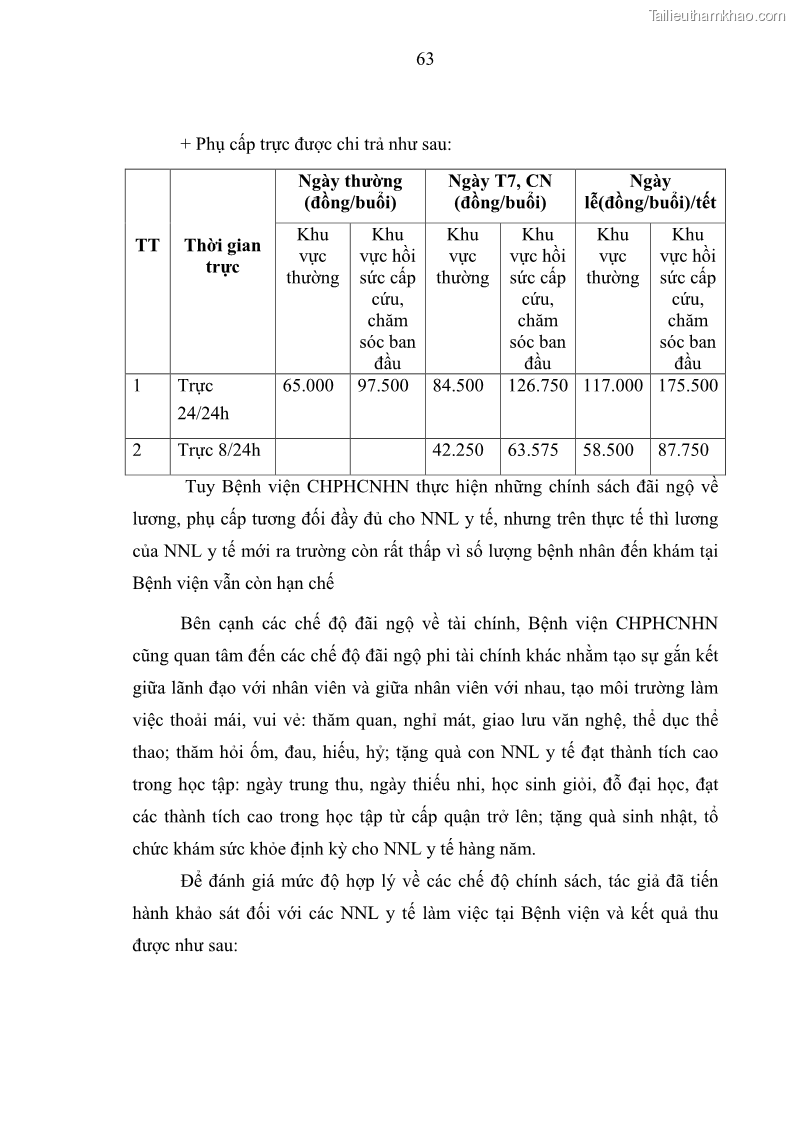 Luận văn thạc sĩ quản trị nhân lực Nâng cao chất lượng nguồn nhân lực y tế tại Bệnh viện Chỉnh hình và Phục hồi chức năng Hà Nội - 6 Trang 72