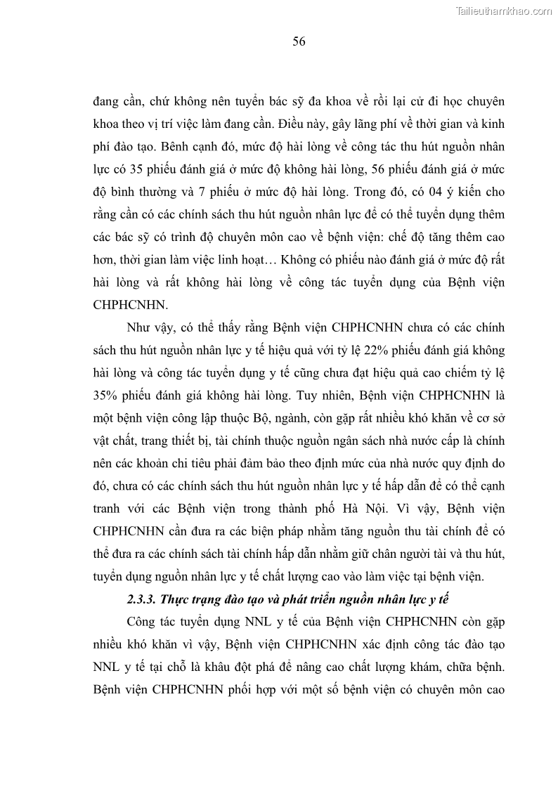 Luận văn thạc sĩ quản trị nhân lực Nâng cao chất lượng nguồn nhân lực y tế tại Bệnh viện Chỉnh hình và Phục hồi chức năng Hà Nội - 6 Trang 65