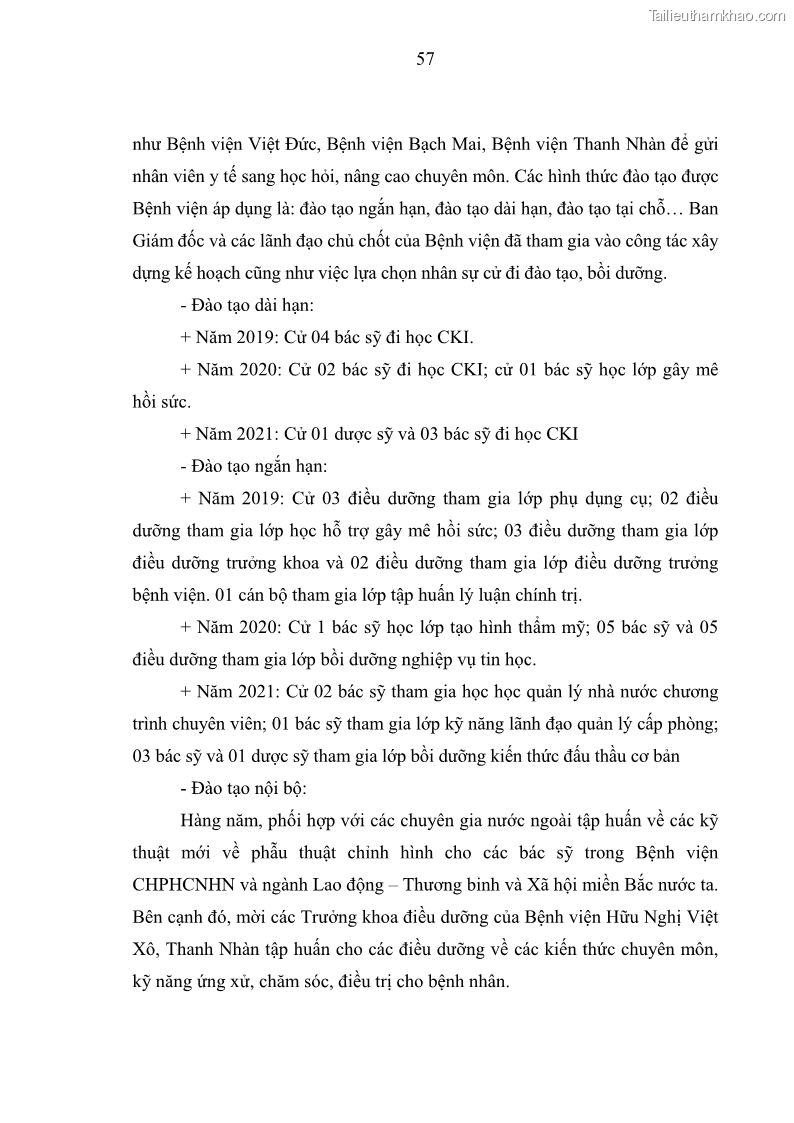 Luận văn thạc sĩ quản trị nhân lực Nâng cao chất lượng nguồn nhân lực y tế tại Bệnh viện Chỉnh hình và Phục hồi chức năng Hà Nội - 6 Trang 66