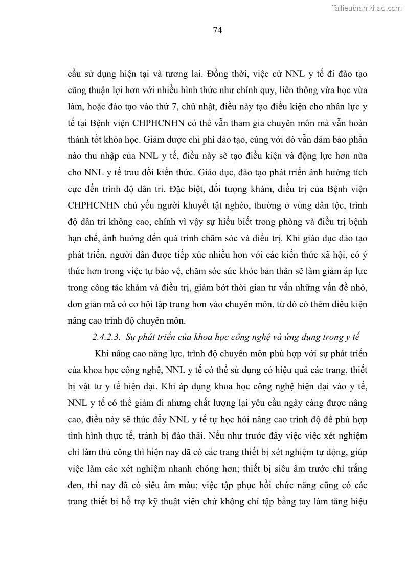 Luận văn thạc sĩ quản trị nhân lực Nâng cao chất lượng nguồn nhân lực y tế tại Bệnh viện Chỉnh hình và Phục hồi chức năng Hà Nội - 7 Trang 83