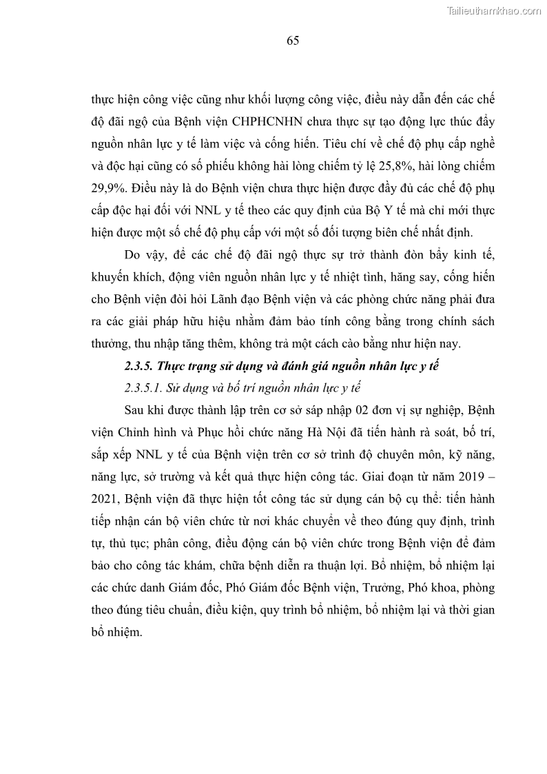 Luận văn thạc sĩ quản trị nhân lực Nâng cao chất lượng nguồn nhân lực y tế tại Bệnh viện Chỉnh hình và Phục hồi chức năng Hà Nội - 7 Trang 74
