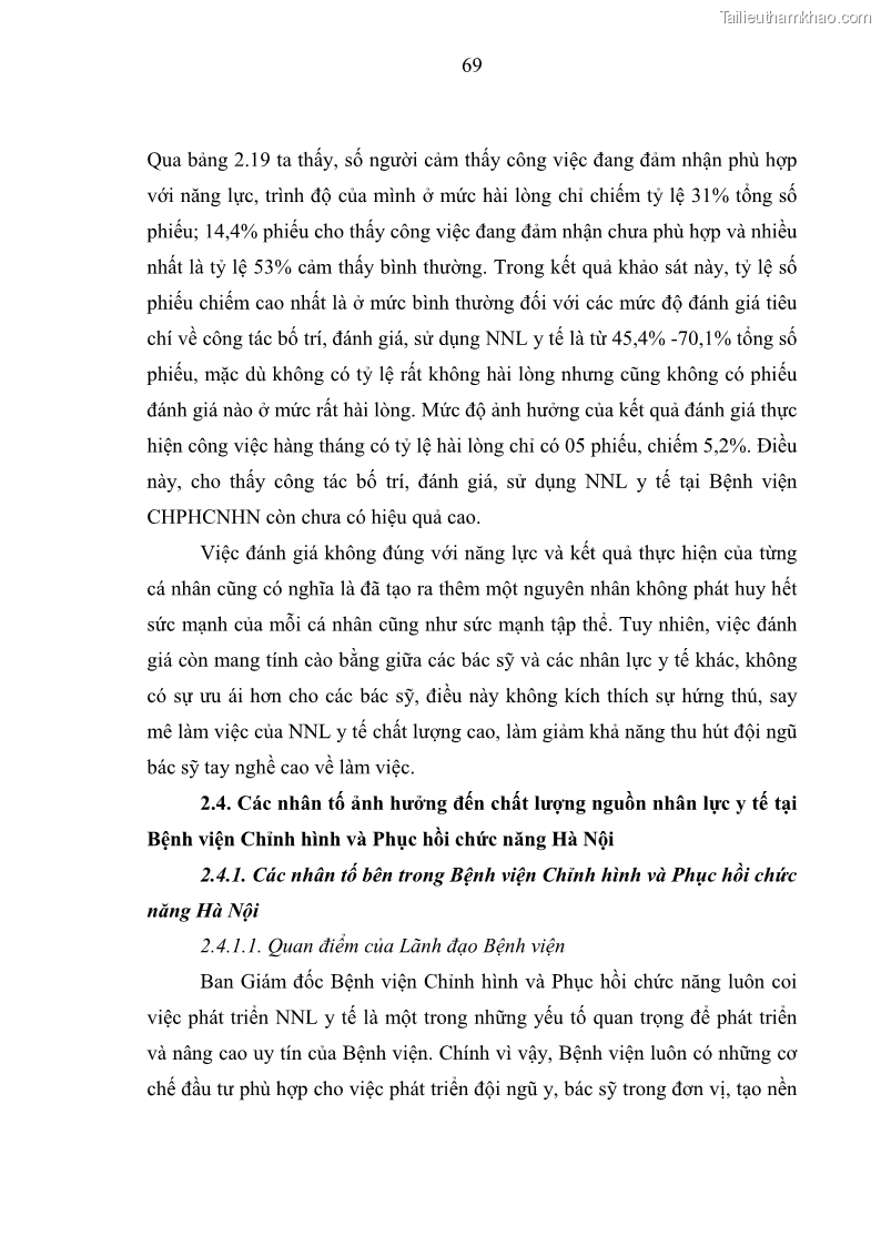Luận văn thạc sĩ quản trị nhân lực Nâng cao chất lượng nguồn nhân lực y tế tại Bệnh viện Chỉnh hình và Phục hồi chức năng Hà Nội - 7 Trang 78