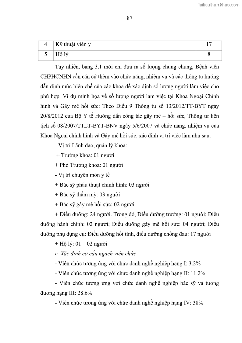 Luận văn thạc sĩ quản trị nhân lực Nâng cao chất lượng nguồn nhân lực y tế tại Bệnh viện Chỉnh hình và Phục hồi chức năng Hà Nội - 8 Trang 96