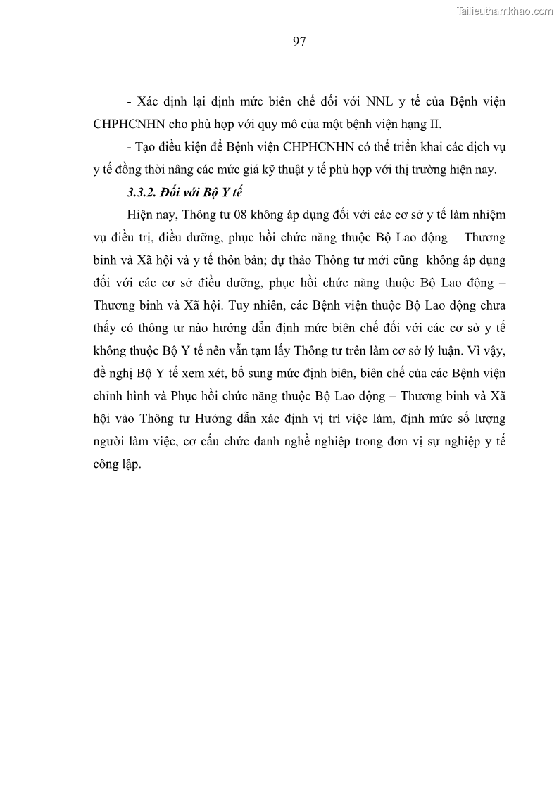 Luận văn thạc sĩ quản trị nhân lực Nâng cao chất lượng nguồn nhân lực y tế tại Bệnh viện Chỉnh hình và Phục hồi chức năng Hà Nội - 9 Trang 106