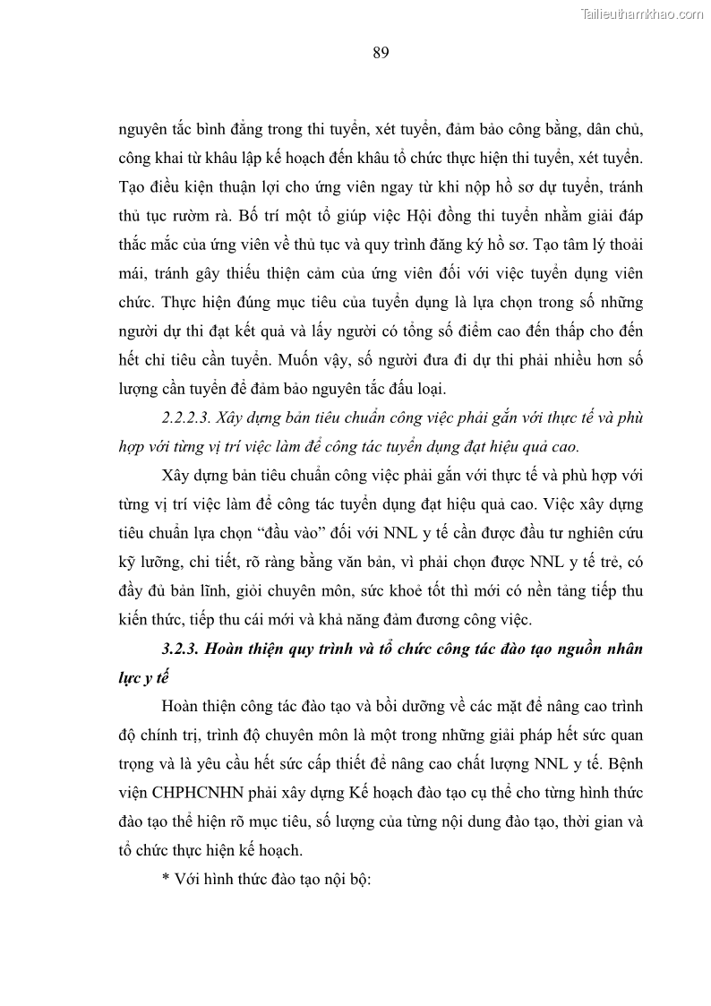 Luận văn thạc sĩ quản trị nhân lực Nâng cao chất lượng nguồn nhân lực y tế tại Bệnh viện Chỉnh hình và Phục hồi chức năng Hà Nội - 9 Trang 98