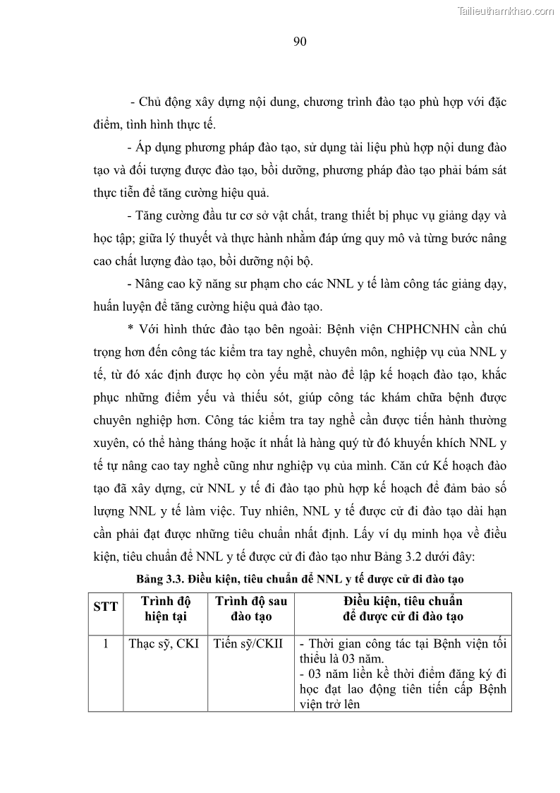 Luận văn thạc sĩ quản trị nhân lực Nâng cao chất lượng nguồn nhân lực y tế tại Bệnh viện Chỉnh hình và Phục hồi chức năng Hà Nội - 9 Trang 99