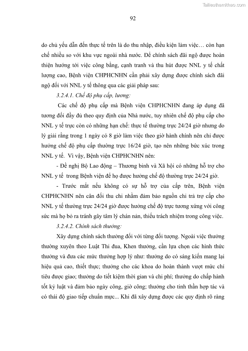Luận văn thạc sĩ quản trị nhân lực Nâng cao chất lượng nguồn nhân lực y tế tại Bệnh viện Chỉnh hình và Phục hồi chức năng Hà Nội - 9 Trang 101