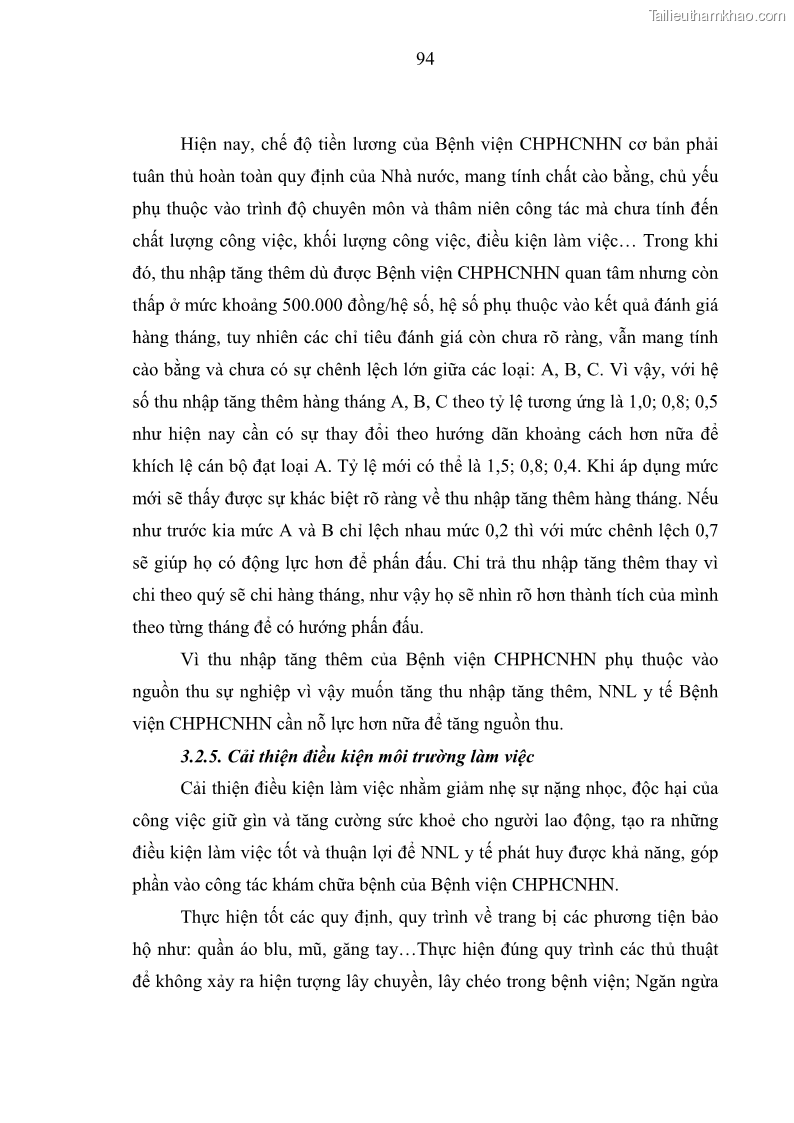 Luận văn thạc sĩ quản trị nhân lực Nâng cao chất lượng nguồn nhân lực y tế tại Bệnh viện Chỉnh hình và Phục hồi chức năng Hà Nội - 9 Trang 103