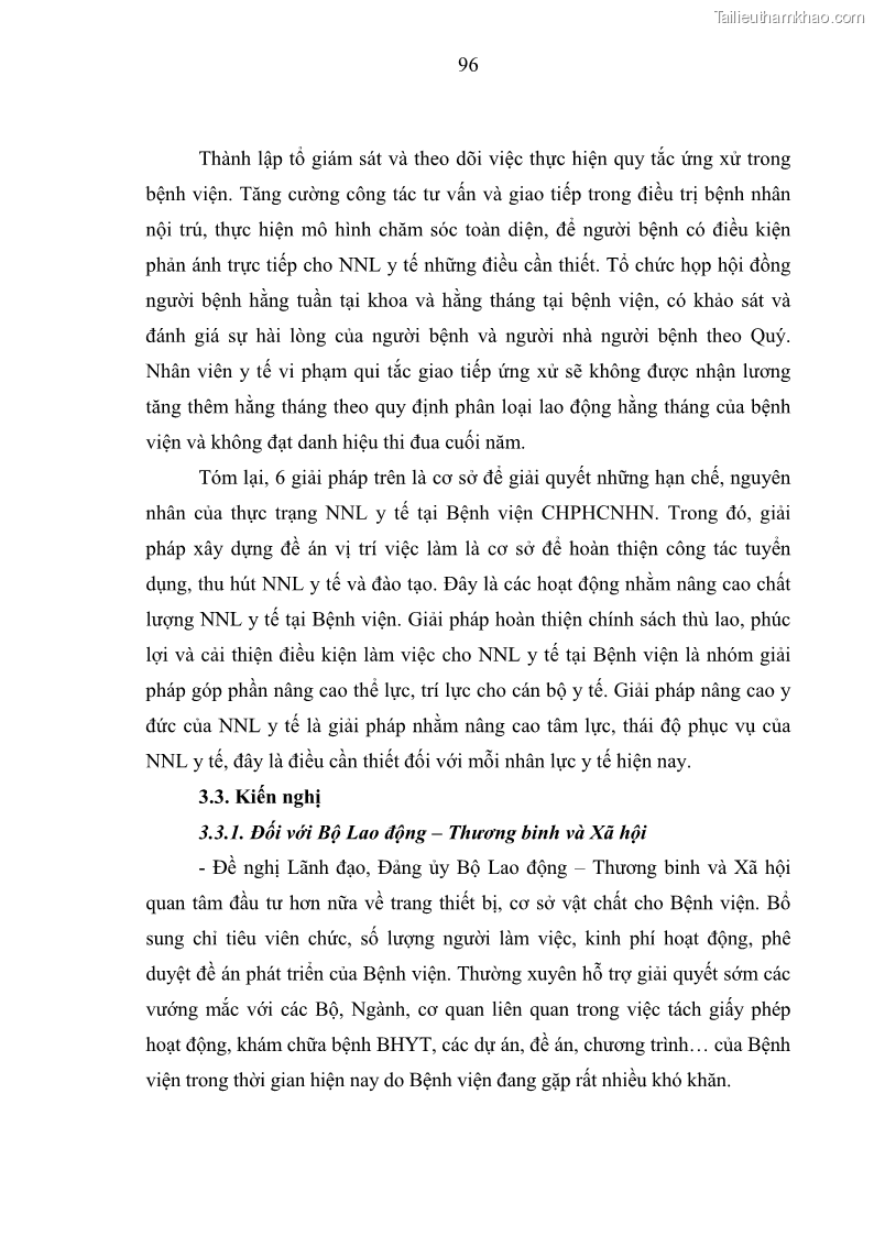Luận văn thạc sĩ quản trị nhân lực Nâng cao chất lượng nguồn nhân lực y tế tại Bệnh viện Chỉnh hình và Phục hồi chức năng Hà Nội - 9 Trang 105
