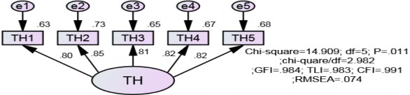 Hình 4 2 Kết quả CFA chuẩn hóa của thang đo thương hiệu Tất cả trọng số 2