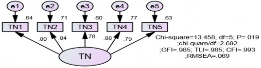 Hình 4 5 Kết quả CFA chuẩn hóa của thang đo trách nhiệm xã hội Tất cả 3