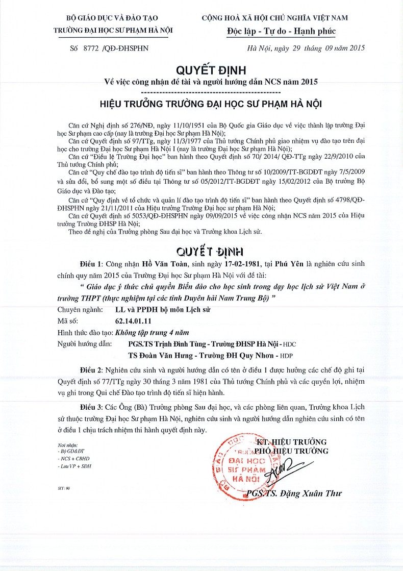 Giáo dục ý thức chủ quyền biển đảo cho học sinh trong dạy học lịch sử Việt Nam ở trường Trung học phổ thông thực nghiệm tại các tỉnh Duyên hải Nam Trung Bộ 28 1