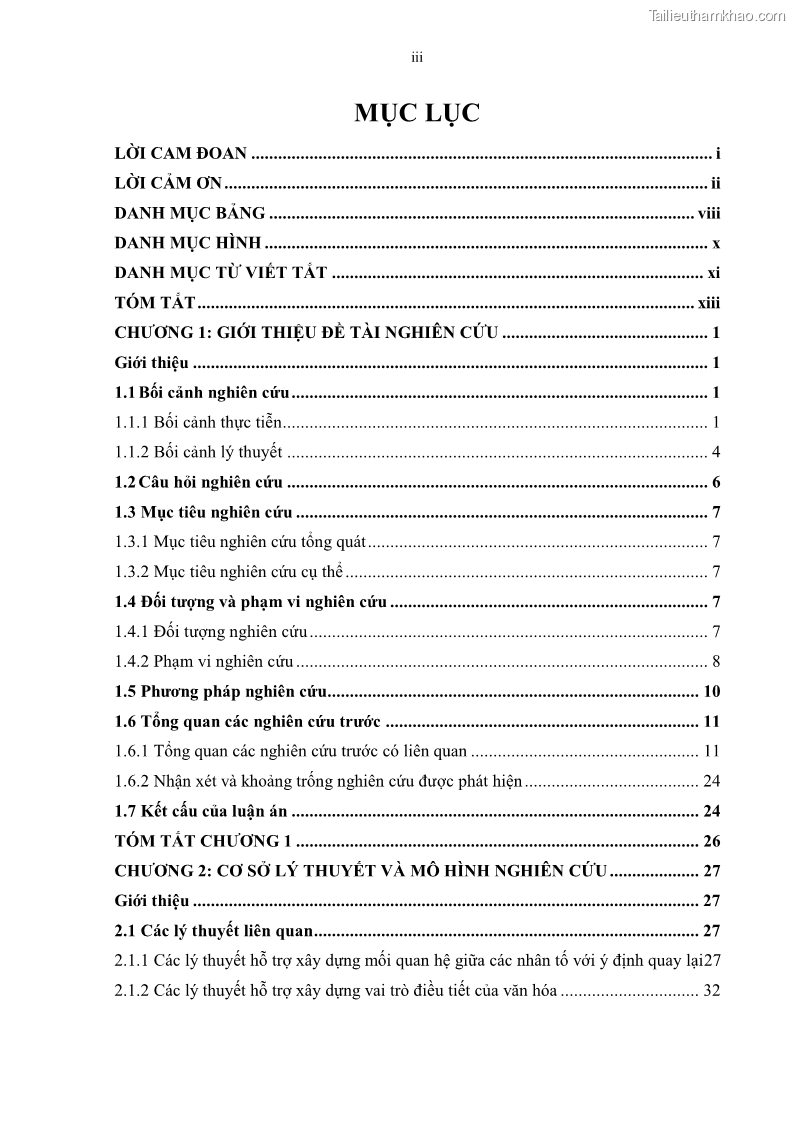 Luận án tiến sĩ quản trị kinh doanh Mối quan hệ giữa nhận thức rủi ro, hạnh phúc chủ quan và ý định quay lại của khách du lịch tại Việt Nam - Trường hợp nghiên cứu tại thành phố Hồ Chí Minh - 1 Trang 5