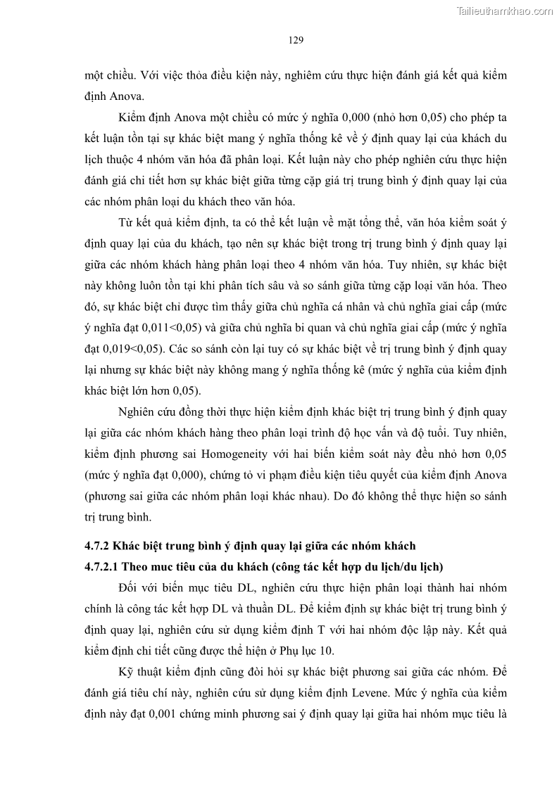 Luận án tiến sĩ quản trị kinh doanh Mối quan hệ giữa nhận thức rủi ro, hạnh phúc chủ quan và ý định quay lại của khách du lịch tại Việt Nam - Trường hợp nghiên cứu tại thành phố Hồ Chí Minh - 12 Trang 144