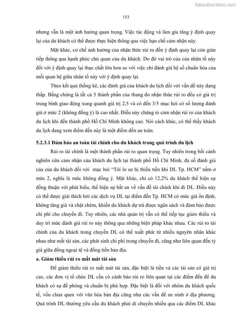 Luận án tiến sĩ quản trị kinh doanh Mối quan hệ giữa nhận thức rủi ro, hạnh phúc chủ quan và ý định quay lại của khách du lịch tại Việt Nam - Trường hợp nghiên cứu tại thành phố Hồ Chí Minh - 14 Trang 168