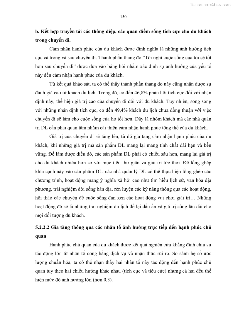 Luận án tiến sĩ quản trị kinh doanh Mối quan hệ giữa nhận thức rủi ro, hạnh phúc chủ quan và ý định quay lại của khách du lịch tại Việt Nam - Trường hợp nghiên cứu tại thành phố Hồ Chí Minh - 14 Trang 165