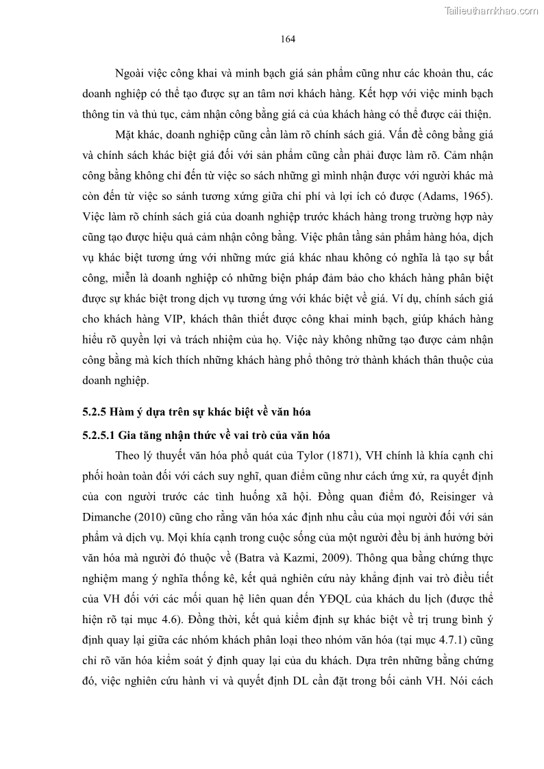 Luận án tiến sĩ quản trị kinh doanh Mối quan hệ giữa nhận thức rủi ro, hạnh phúc chủ quan và ý định quay lại của khách du lịch tại Việt Nam - Trường hợp nghiên cứu tại thành phố Hồ Chí Minh - 15 Trang 179