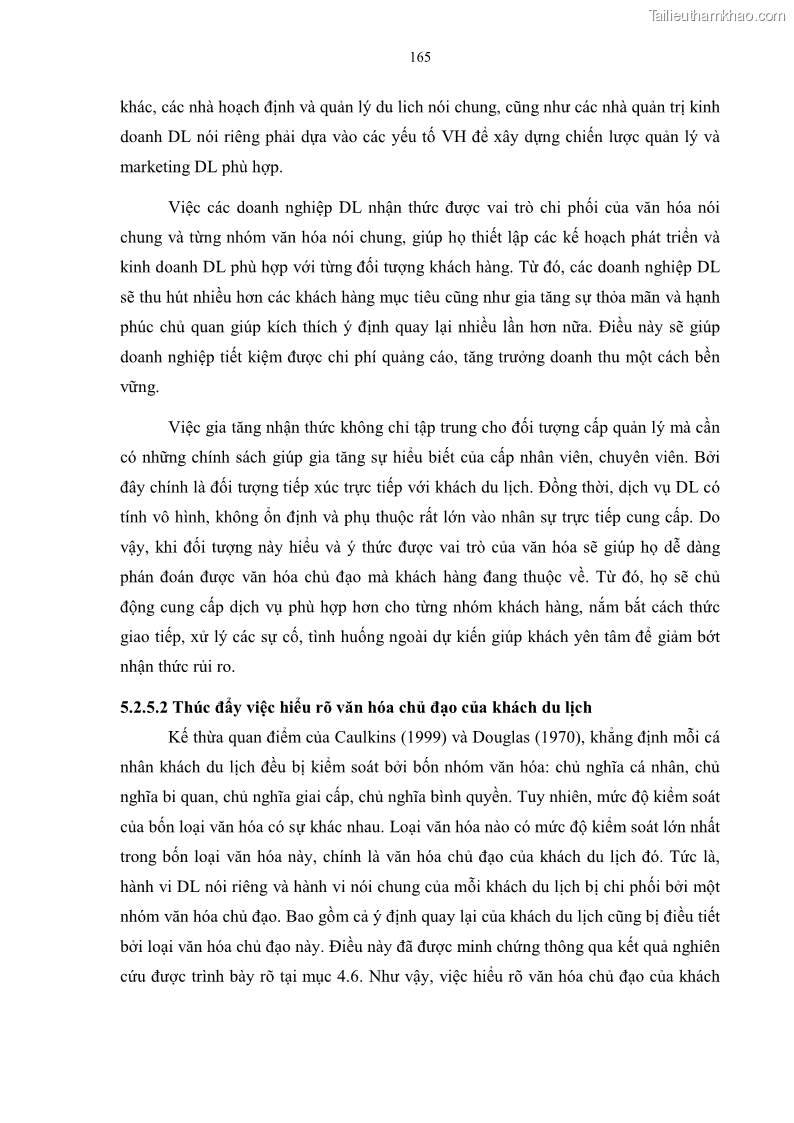 Luận án tiến sĩ quản trị kinh doanh Mối quan hệ giữa nhận thức rủi ro, hạnh phúc chủ quan và ý định quay lại của khách du lịch tại Việt Nam - Trường hợp nghiên cứu tại thành phố Hồ Chí Minh - 15 Trang 180