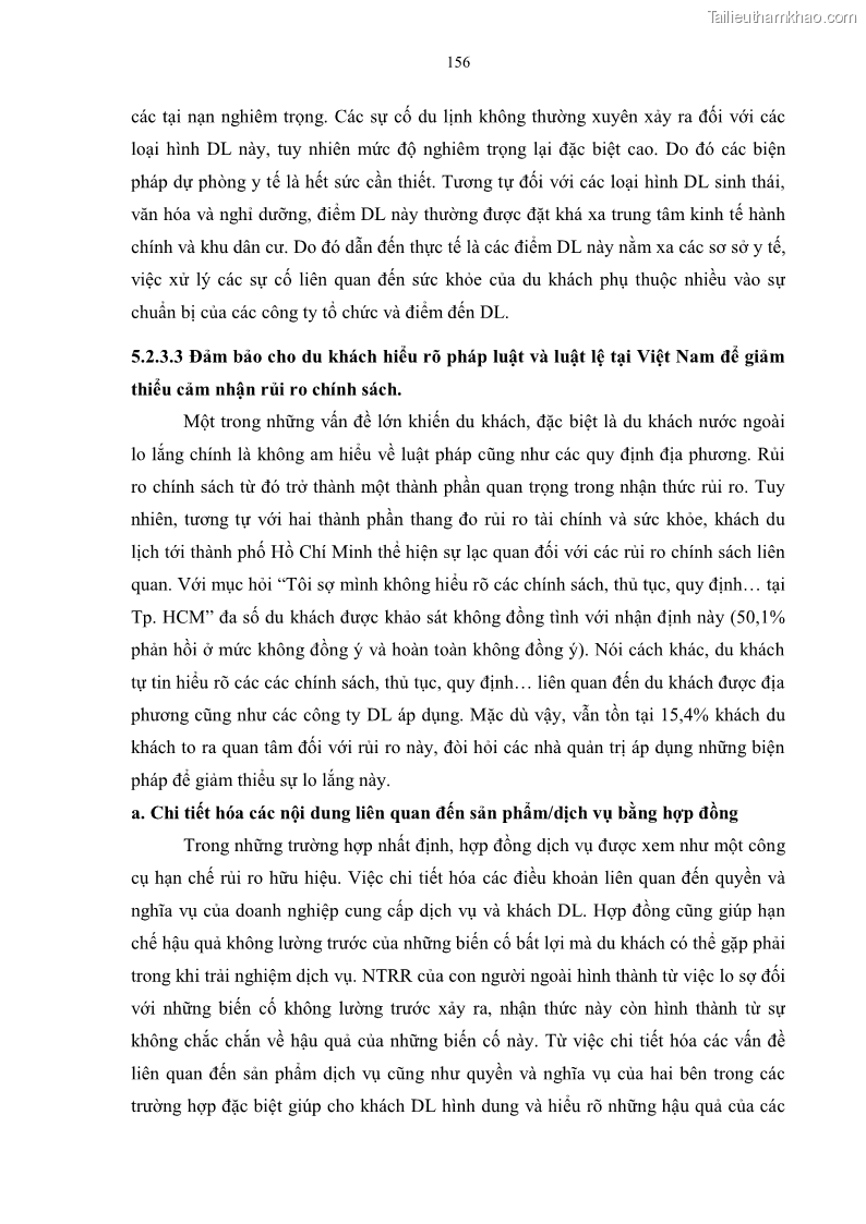 Luận án tiến sĩ quản trị kinh doanh Mối quan hệ giữa nhận thức rủi ro, hạnh phúc chủ quan và ý định quay lại của khách du lịch tại Việt Nam - Trường hợp nghiên cứu tại thành phố Hồ Chí Minh - 15 Trang 171