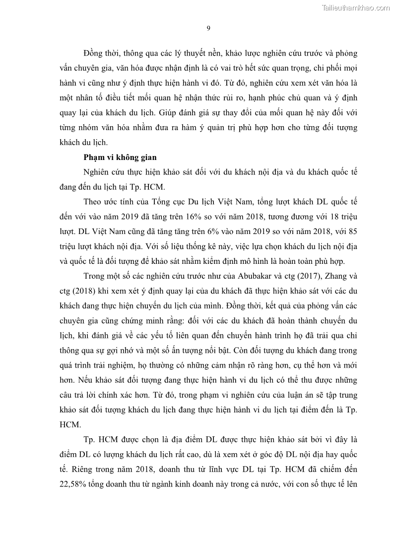 Luận án tiến sĩ quản trị kinh doanh Mối quan hệ giữa nhận thức rủi ro, hạnh phúc chủ quan và ý định quay lại của khách du lịch tại Việt Nam - Trường hợp nghiên cứu tại thành phố Hồ Chí Minh - 2 Trang 24