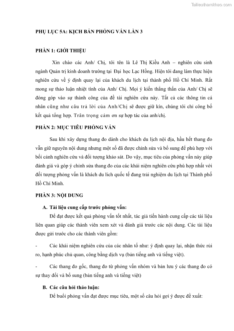 Luận án tiến sĩ quản trị kinh doanh Mối quan hệ giữa nhận thức rủi ro, hạnh phúc chủ quan và ý định quay lại của khách du lịch tại Việt Nam - Trường hợp nghiên cứu tại thành phố Hồ Chí Minh - 20 Trang 237
