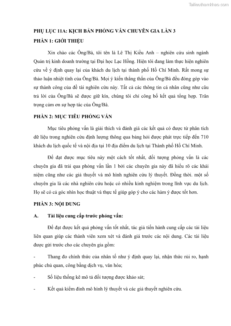 Luận án tiến sĩ quản trị kinh doanh Mối quan hệ giữa nhận thức rủi ro, hạnh phúc chủ quan và ý định quay lại của khách du lịch tại Việt Nam - Trường hợp nghiên cứu tại thành phố Hồ Chí Minh - 26 Trang 308