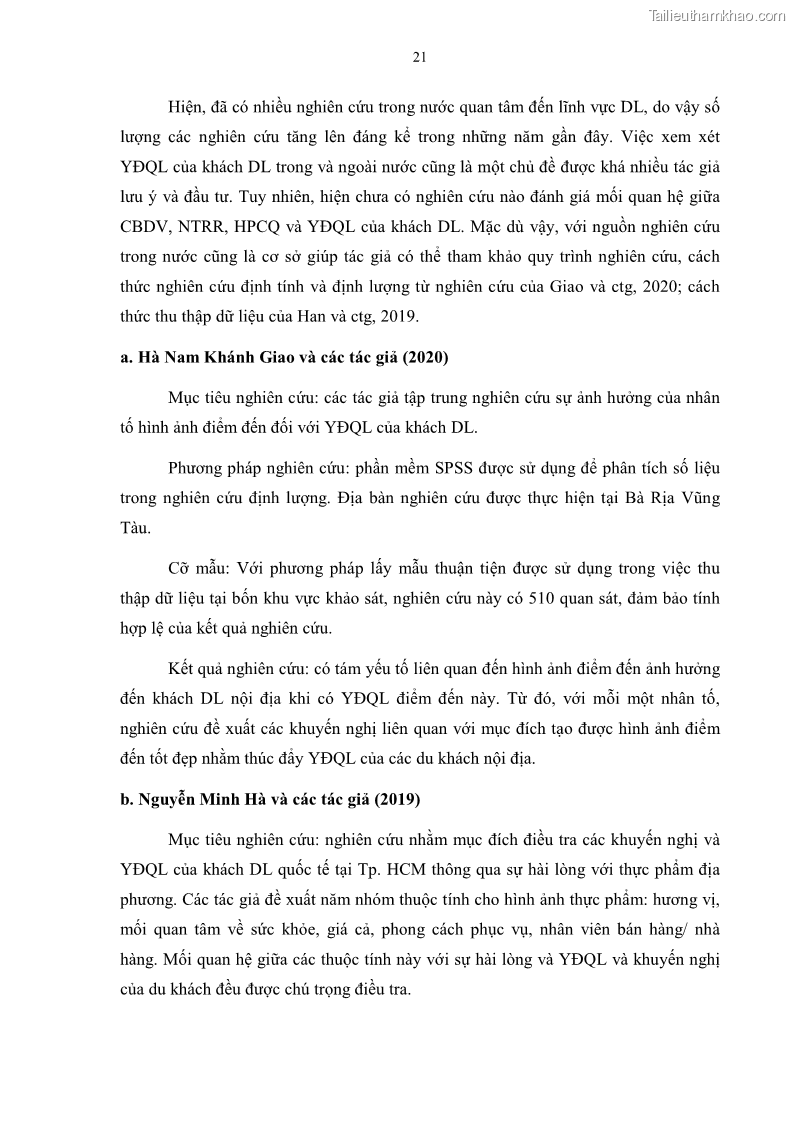 Luận án tiến sĩ quản trị kinh doanh Mối quan hệ giữa nhận thức rủi ro, hạnh phúc chủ quan và ý định quay lại của khách du lịch tại Việt Nam - Trường hợp nghiên cứu tại thành phố Hồ Chí Minh - 3 Trang 36