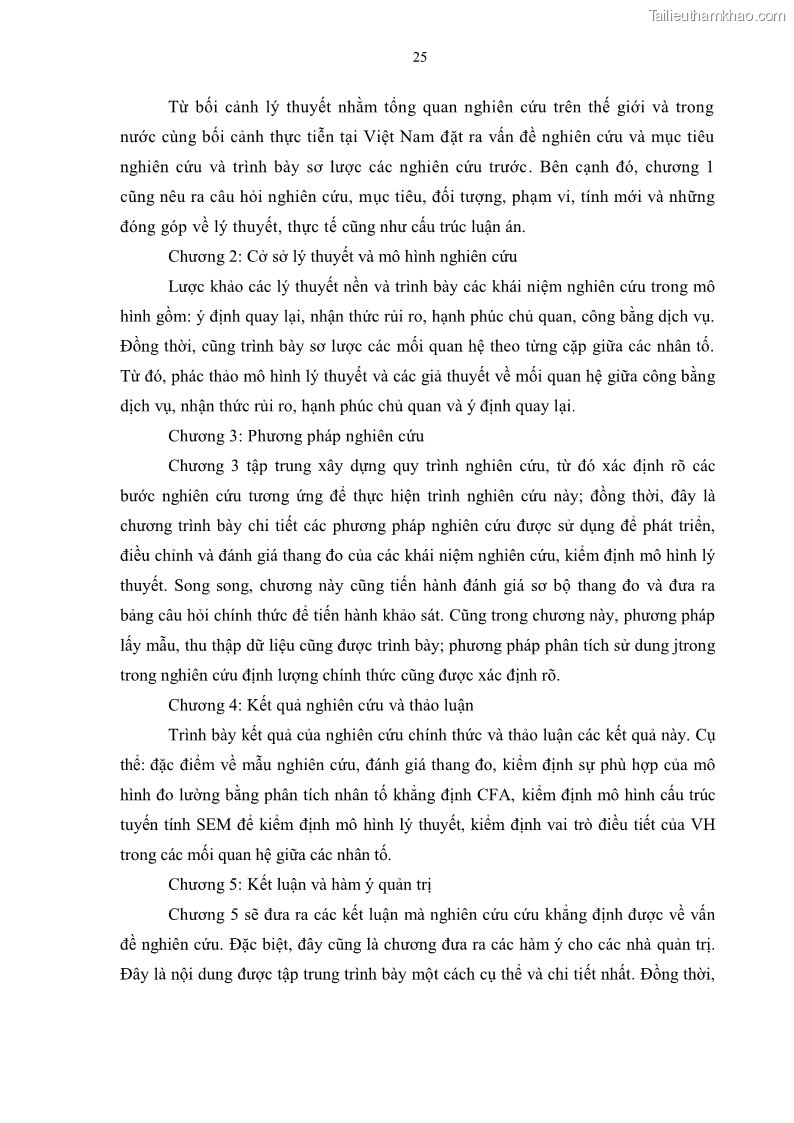 Luận án tiến sĩ quản trị kinh doanh Mối quan hệ giữa nhận thức rủi ro, hạnh phúc chủ quan và ý định quay lại của khách du lịch tại Việt Nam - Trường hợp nghiên cứu tại thành phố Hồ Chí Minh - 4 Trang 40