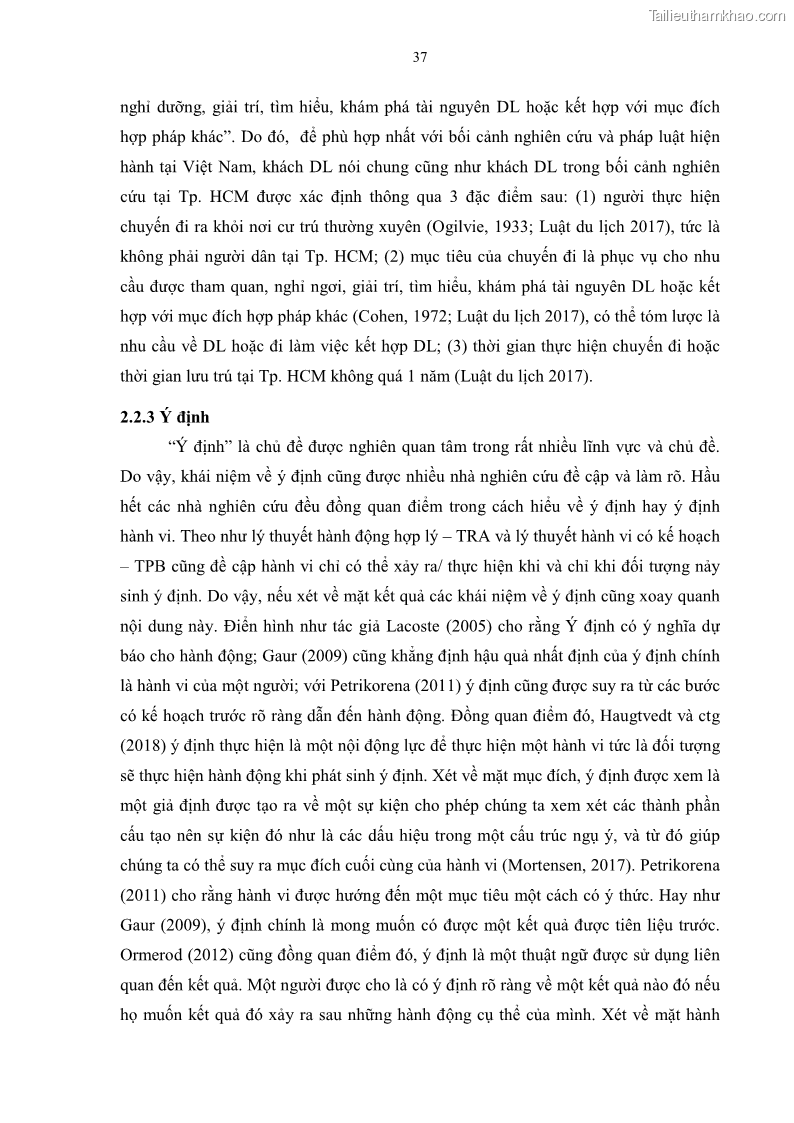 Luận án tiến sĩ quản trị kinh doanh Mối quan hệ giữa nhận thức rủi ro, hạnh phúc chủ quan và ý định quay lại của khách du lịch tại Việt Nam - Trường hợp nghiên cứu tại thành phố Hồ Chí Minh - 5 Trang 52