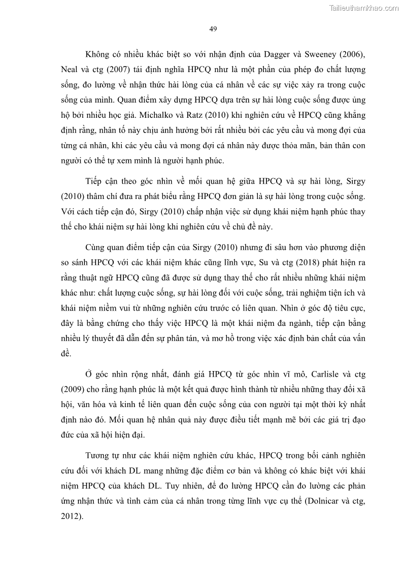 Luận án tiến sĩ quản trị kinh doanh Mối quan hệ giữa nhận thức rủi ro, hạnh phúc chủ quan và ý định quay lại của khách du lịch tại Việt Nam - Trường hợp nghiên cứu tại thành phố Hồ Chí Minh - 6 Trang 64