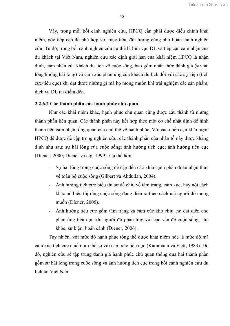 Luận án tiến sĩ quản trị kinh doanh Mối quan hệ giữa nhận thức rủi ro, hạnh phúc chủ quan và ý định quay lại của khách du lịch tại Việt Nam - Trường hợp nghiên cứu tại thành phố Hồ Chí Minh - 6 Trang 65