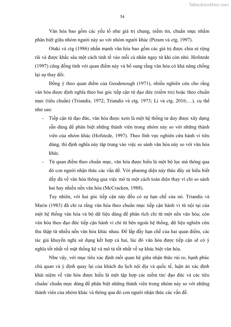 Luận án tiến sĩ quản trị kinh doanh Mối quan hệ giữa nhận thức rủi ro, hạnh phúc chủ quan và ý định quay lại của khách du lịch tại Việt Nam - Trường hợp nghiên cứu tại thành phố Hồ Chí Minh - 6 Trang 69