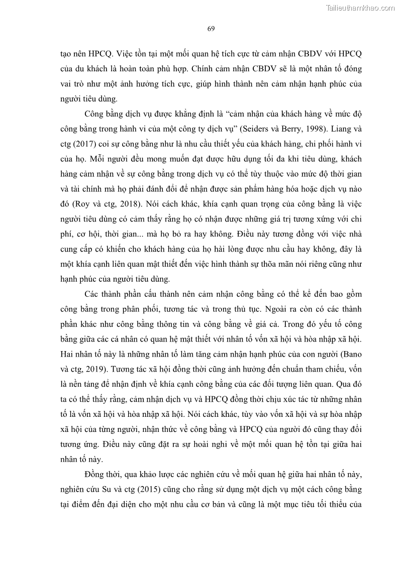 Luận án tiến sĩ quản trị kinh doanh Mối quan hệ giữa nhận thức rủi ro, hạnh phúc chủ quan và ý định quay lại của khách du lịch tại Việt Nam - Trường hợp nghiên cứu tại thành phố Hồ Chí Minh - 7 Trang 84