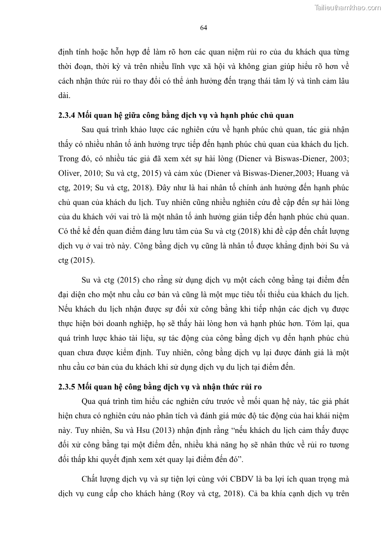 Luận án tiến sĩ quản trị kinh doanh Mối quan hệ giữa nhận thức rủi ro, hạnh phúc chủ quan và ý định quay lại của khách du lịch tại Việt Nam - Trường hợp nghiên cứu tại thành phố Hồ Chí Minh - 7 Trang 79