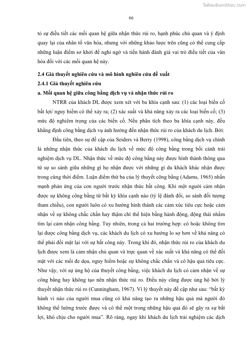 Luận án tiến sĩ quản trị kinh doanh Mối quan hệ giữa nhận thức rủi ro, hạnh phúc chủ quan và ý định quay lại của khách du lịch tại Việt Nam - Trường hợp nghiên cứu tại thành phố Hồ Chí Minh - 7 Trang 81