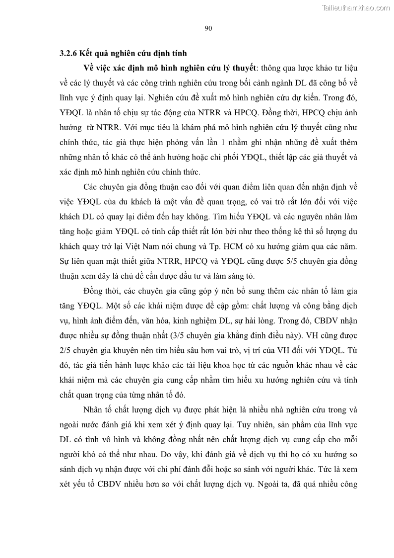 Luận án tiến sĩ quản trị kinh doanh Mối quan hệ giữa nhận thức rủi ro, hạnh phúc chủ quan và ý định quay lại của khách du lịch tại Việt Nam - Trường hợp nghiên cứu tại thành phố Hồ Chí Minh - 9 Trang 105