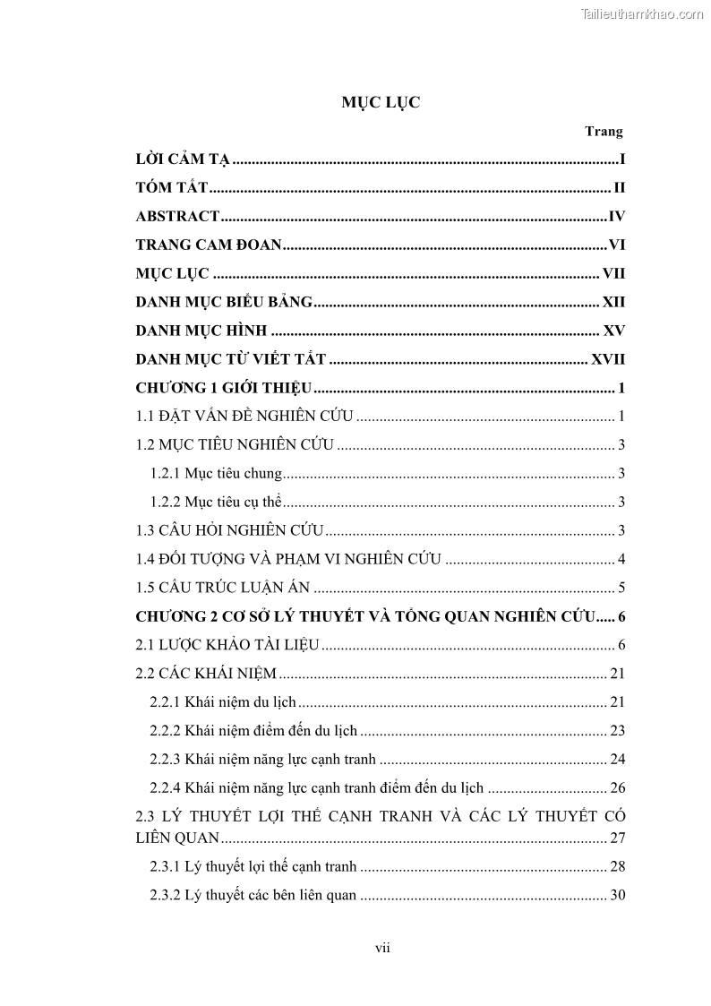 Luận án tiến sĩ quản trị kinh doanh Nâng cao năng lực cạnh tranh điểm đến du lịch ở Bạc Liêu - 1 Trang 10